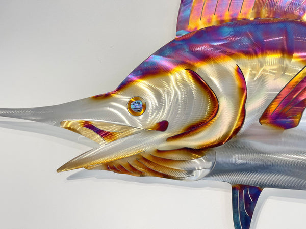 Marlin Jumping Electric Blue 1.2m water jet cut