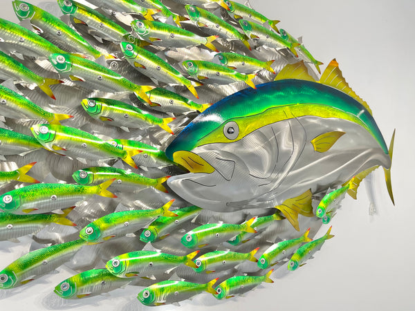 Airbrushed Kingfish (Large) bait-ball with Green baitfish