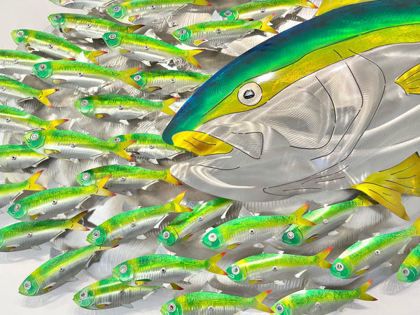 Airbrushed Kingfish (Large) bait-ball with Green baitfish