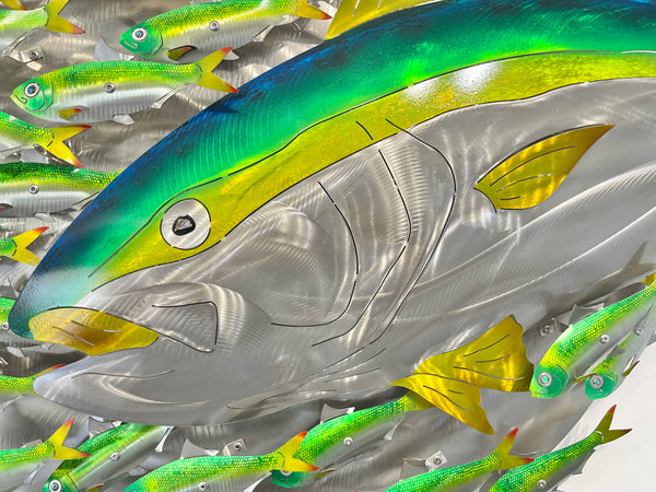 Airbrushed Kingfish (Large) bait-ball with Green baitfish