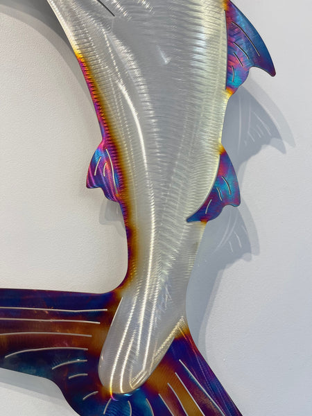 Marlin Jumping Electric Blue 1.2m water jet cut