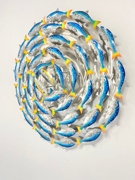 Vortex blue, Orange, & yellow with green spots single rotation