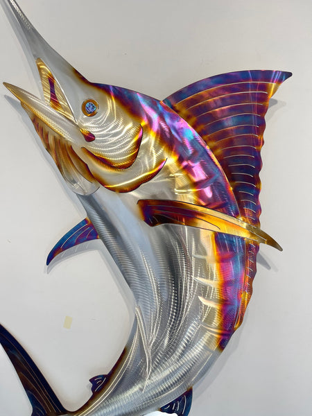 Marlin Jumping Electric Blue 1.2m water jet cut