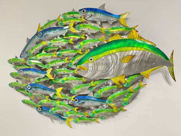 Airbrushed Kingfish bait-ball with Green & Blue baitfish