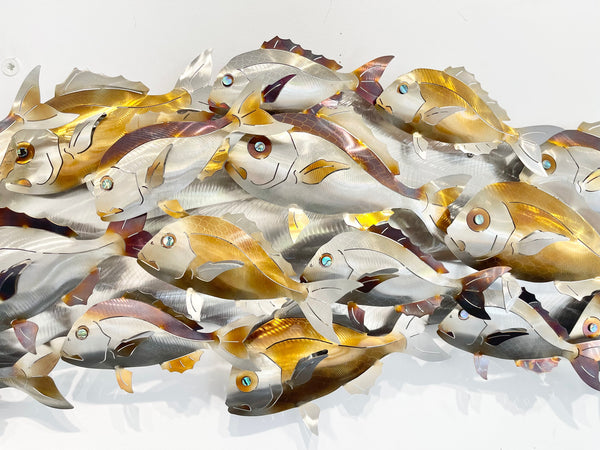 Snapper school undersized in multi & gold colourings