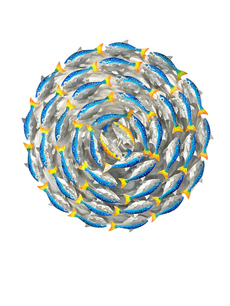 Vortex blue, Orange, & yellow with green spots single rotation