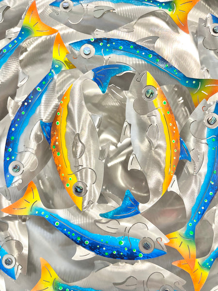 Vortex blue, Orange, & yellow with green spots single rotation