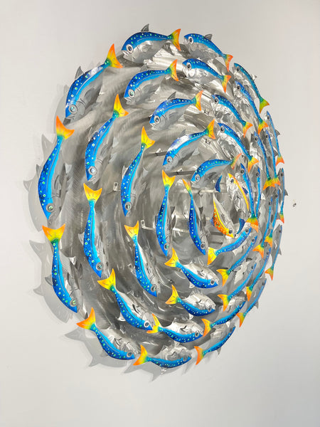 Vortex blue, Orange, & yellow with green spots single rotation