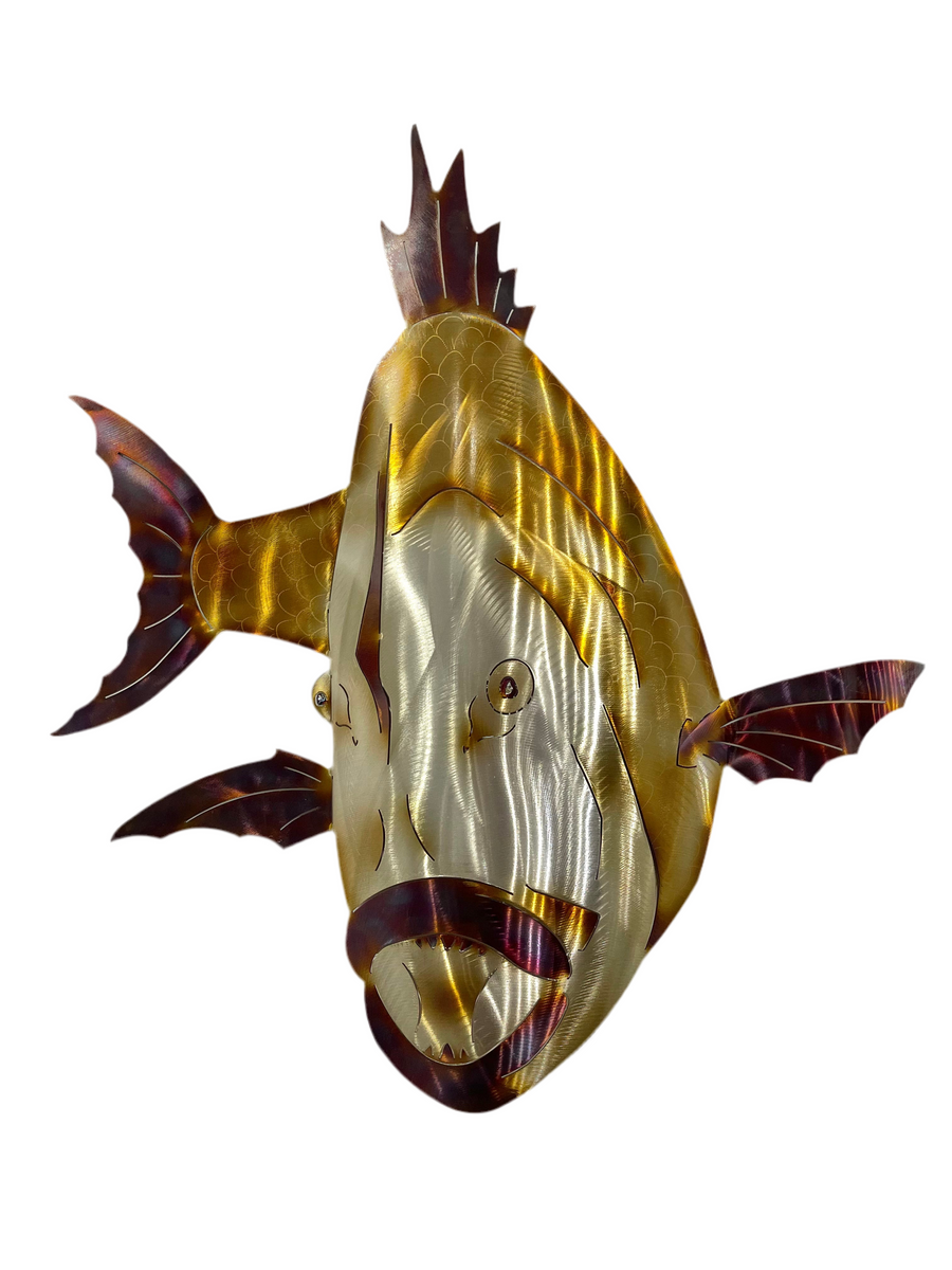 Snapper Attack Gold and Silver Steel Sculpture – Jiwa Steel