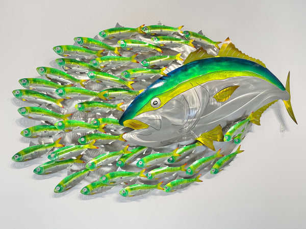 Airbrushed Kingfish (Large) bait-ball with Green baitfish