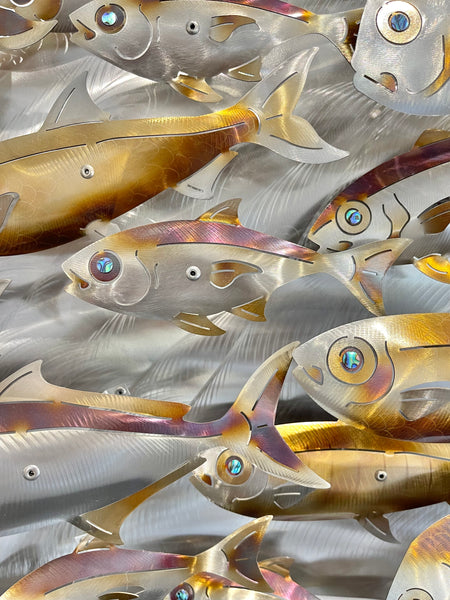 Fishy Slick Combination 4 including Kingis, Mullet, Undersized Snapper & Baitfish heat treated Gold & Silver