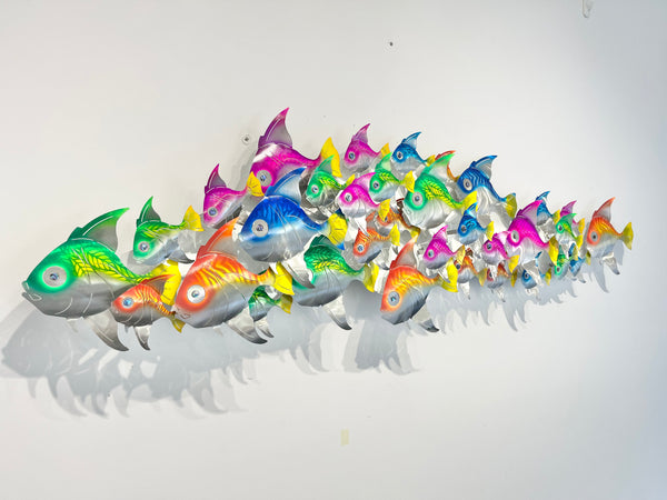 Angel fish airbrushed large & small fish on white backing