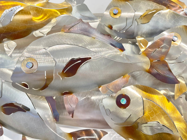 Under size “Snapper school” in multi & gold colourings