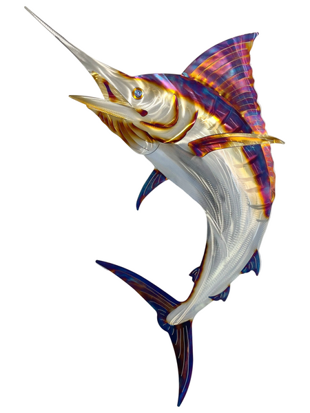 Marlin Jumping Electric Blue 1.2m water jet cut