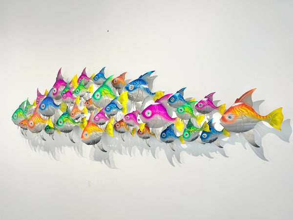 Angel fish airbrushed large & small fish on white backing