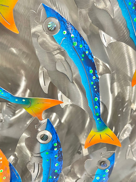 Vortex blue, Orange, & yellow with green spots single rotation
