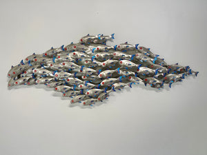 Baitfish school hand painted blue & red  D shape